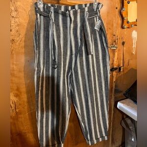 Abercrombie & Fitch Striped Grey and White Chinos